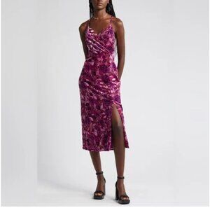 Adelyn Rae Prima Velvet Burnout Slip Dress Midi Size XS - Worn Once / Like New